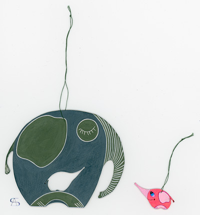 christmas decoration elephant with elephant calf front