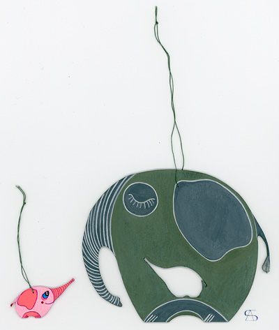 christmas decoration elephant with elephant calf back
